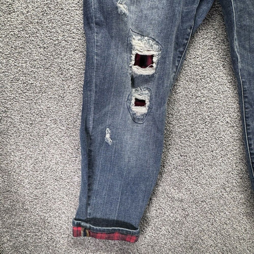 Judy Blue‎ Skinny Fit Jeans 22W / 27 Buffalo Plaid Distressed Denim Stretch NWT - Picture 3 of 9